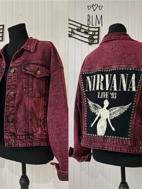 ✨Nirvana custom acid wash Jean jacket